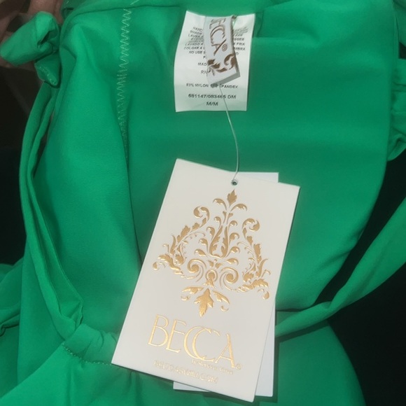 BECCA Baja Mar Bandeau One Piece Swimsuit in Verde Green - Picture 6 of 8